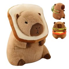 a stuffed animal with a sandwich on it's back