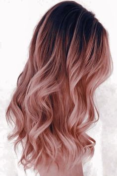 my socials are linked <3 | cr to owner | #pinkhair #hairdye #beachwaves #hairstyles Rose Gold Hair Asian, Rose Gold Hair Dark Roots, Pink Hair On Tan Skin, Beachwaves Hairstyles, Dusty Pink Hair, Rose Gold Hair Ombre, Mid 30s