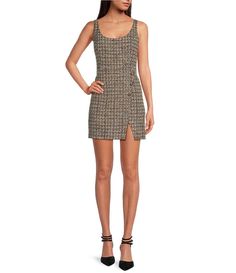 Gianni Bini Minnie Scoop Neck Tweed Dress | Dillard's Casual Wedding Guest Dresses, Contemporary Dresses, I'm With The Band, Daytime Dresses, Tweed Dress, Gianni Bini, Work Attire, Dillard's, Scoop Neckline