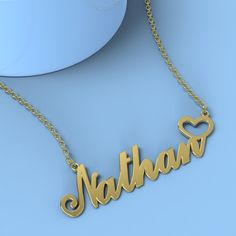 Nathan name necklace Gold Custom Necklace with heart, Personalized Gifts For Her/Him Add something extra special to your jewelry box with Name Necklace Official engravable necklaces.
									The Nathan's name necklace with little heart unique gifts Gold is best gifts for Nathan. Name Necklace Official provides affordable engravable jewelry that won't 
									break the bank. In addition, these pieces make for very thoughtful and appreciated gifts for friends and family. 
									And whether valentine's day gifts, mother's day gifts, christmas gifts, wedding gifts, graduation gifts, birthday gifts,
									 NAME NECKLACE are all the best gift choice store. Nathan Name, Engravable Jewelry, Name Necklace Silver, Necklace With Heart, Necklace Rose, Personalized Gifts For Her, She & Him, Engraved Jewelry, Gifts Birthday