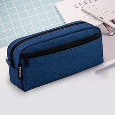 High School Supplies, Pencil Case Pattern, Tas Denim, School Tool, Pin Up Outfits, Stationery Storage, Dark Blue Color