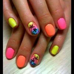 Beach Nails Summer Beach Nail Designs, Bright Gel Nails, Beach Themed Nails, Do It Yourself Nails, Nails Beach, Beach Nail Designs, Beach Nail, Nails Bright, Themed Nails