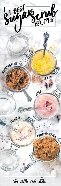 Top 5 Homemade Sugar Scrub Recipes - Little Pine Kitchen Bath Salts Gift, Natural Hair Mask, Sugar Scrub Recipe, Anti Aging Oils, Baking Soda Uses, Sugar Scrubs