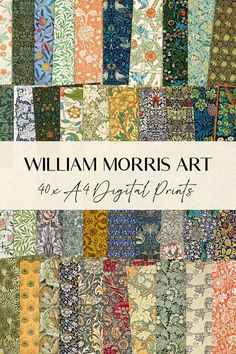 the cover of william morris's art book, featuring many different patterns and colors