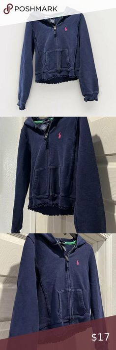 Polo Ralph Lauren Navy Little Girls French Terry Zip Up Hoodie Size 6X Navy Hoodie, Girls Wardrobe, Casual Girl, Zip Up Hoodie, French Terry, Polo Ralph, Casual Wear, Zip Ups