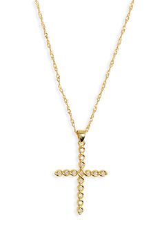 Show your faith with this elegant twisted cross pendant necklace illuminated by sparkly cubic zirconia. Goldtone plate/cubic zirconia Imported Trendy Boots, Clutch Pouch, Cross Pendant Necklace, Keep Jewelry, Ring Necklace, Cross Pendant, Card Wallet, Womens Jewelry Necklace