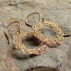 Crocheted earrings, very light and delicate made in yellow gold fill wire. The hoops are about 1 inch in diameter. They come in a jewellery box. Crochet Hoop Earrings, Crocheted Earrings, Crochet Hoop, Earring Ideas, Jewelry Earrings Dangle, 1 Inch, Crochet Earrings, Gold Filled, Etsy Earrings