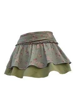 green floral mini skirt, skirt png, cottagecore style, y2k aesthetic clothes, summer skirts, cute skirts boogzel Spring Stretch Mini Cargo Skirt, Spring Stretch Cargo Skirt, Fitted Green Cargo Skirt For Spring, Spring Lined Swim Skirt, Lined Swim Skirt For Spring, Spring Skirted Swim Skirt With Lining, Spring Mini Swim Skirt With Ruffles, Spring Ruffled Mini Swim Skirt, Ruffled Mini Swim Skirt For Spring