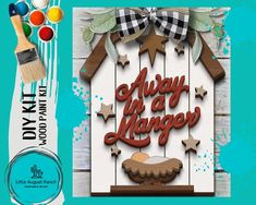 Away in the Manger, Baby Jesus Christmas Door Hanger - DIY Paint Kit Wood Blank Christian Christmas Door Hangers, Nativity Door Hanger Wooden, Manger Scene Door Hangers, Round Christmas Door Hanger Jesus, Round Christmas Door Hanger Nativity, Door Hangers Diy, Tray Diy, Tiered Tray Diy, Christmas Jesus