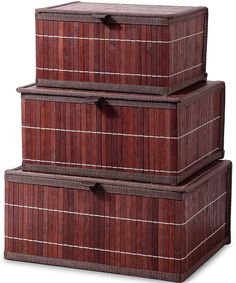 three wooden boxes stacked on top of each other