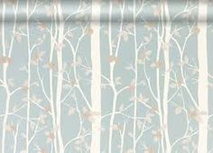 a blue and white wallpaper with trees on it