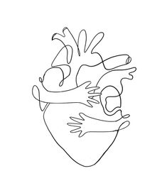 a drawing of a heart with two hands