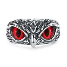 PRICES MAY VARY. 【UNIQUE DESIGN】: This ring has a retro design style with a pair of sharp owl eyes on the surface of the ring. A symbol of luck and higher wisdom, owls are beloved creatures. 【Symbolic meaning】: This owl-eye open animal ring contains a lot of symbolic meaning, the owl in the devil's eye, also known as the turkey's eye, represents good luck and wisdom, the meaning of our design is to keep bad things for a reason, wishing ourselves good luck 【ADJUSTABLE SIZE】: The ring is designed Demon Eyes, Gothic Men, Owl Ring, Devil Eye, Star Eyes, Owl Eyes, Animal Rings, Personalized Rings, Open Ring