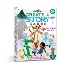 the children's book cover for create a story cards with animals and other things