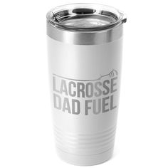 the words eat sleep field hockey are printed on a white tumbler cup with silver lid