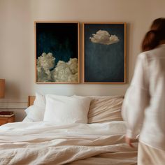 Storm Cloud Duo - Vintage Blue - AureousHome Above Bed Ideas, Painting Above Bed, Bedroom Art Above Bed, Calming Wall Art, Prints Bedroom, Art Above Bed, Yellow Wall Art, Grey Wall Art