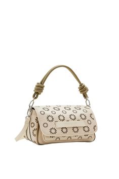 PRICES MAY VARY. Magnetic flap with detail for carrying as a clutch Two compartments Two detachable leather-effect straps: one short and knotted plus a long adjustable crossbody strap Bottom zip to expand the size 24.2 x 5.5 / 11.6 x 12.7 cm Tromso, White Beige, Bowling, Crossbody Bag, Handbags, Floral, Leather, White