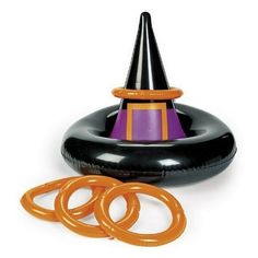 an inflatable ring tosser with two rings around it and a hat on top