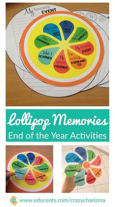 collage of pictures with the words rollpop memories and end of the year activities