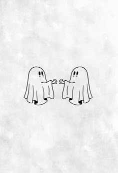 two ghost characters facing each other with one holding the other's hand in front of them