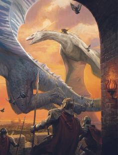 an image of a dragon attacking a knight