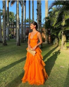 Orange Long Prom Dresses,V Neck Formal Dress Outfits – jkprom Orange V-neck Dress For Prom, V Neck Formal Dress, Prom Dresses V Neck, Dresses V Neck, Sleeveless Gown, Prom Dress Inspiration, Long Prom Dresses, Prom Dresses Online, Cocktail Evening Dresses