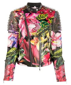 Painted Blazer, Rainbow Diy, Studded Jacket, Leather Vest, Philipp Plein, Blazer Coat, Biker Jacket, Metallica, Leather Jacket