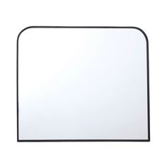 a white square shaped mirror with black frame