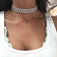 sterling silver 184 high quality cz stones adjustable to all sizes inspired by Kim K Diamond Chokers Latest, Pearl Diamond Choker, Choker Diamond Necklace, Latest Choker Necklace Designs, Latest Diamond Necklace Designs, Diamond Choker Indian, Diamond Chocker, Diamond Choker Set, Diamond Chokers