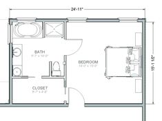 the floor plan for a bedroom and bathroom