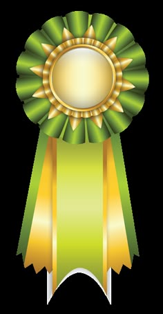 a green and gold award ribbon with a blank space in the center for your own text