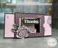 a thank card with flowers on it