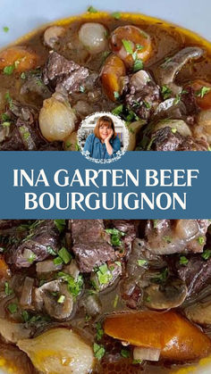 Ina Garten Beef Bourguignon Ina's Beef Bourguignon, Ina Garden Dinner Recipes, Ina Garten’s Beef Bourguignon, Barefoot Contessa Beef Bourguignon, Ina Garten Beef Stew Barefoot Contessa, Ina Beef Bourguignon, Ina Garten Beef Bourguignon Recipe, Ina Garten's Beef Bourguignon, Beef Bourguignon Ina Garten Recipe