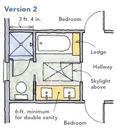 the floor plan for a small bathroom