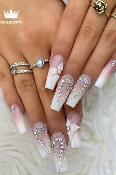 Anniversary Nails, Wedding Day Nails, Bridal Nails Designs, Almond Acrylic, Nails For Bride, Natural Nail Art, Bridal Nail Art, Makeup Hacks Beauty Secrets, Wedding Nails For Bride