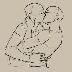 a drawing of two people hugging each other