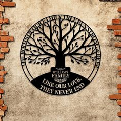 the family tree is engraved on an old brick wall, and it says like our love they never end