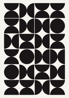 a black and white poster with circles on it