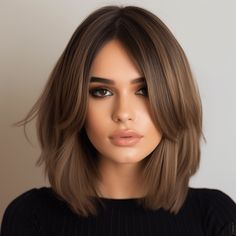 75 Stunning Lob Haircuts (Long Bob) for Right Now Long Bob With Front Layers, Curtain Bangs Medium Hair Over 40, Medium Length Hair With Wispy Curtain Bangs, Lob With Layers Textured Bob Straight, Medium Length Hairstyle For Round Face, Kiera Knightly Haircut, Fashionable Short Hair, Long Bangs With Bob, Shoulder Length Hair All One Length