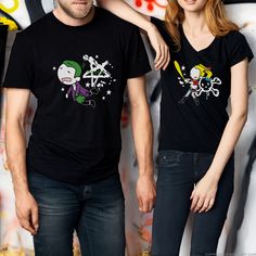 BoldLoft My One and Only Madness Couple Shirts in black with 2 animated movie characters Black Cotton Couples T-shirt, Black Cotton T-shirt For Couples, Cute Couple Shirts, My One And Only, Wild Love