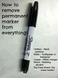 an advertisement with a pen on it and the words how to remove permanent marker from everything else