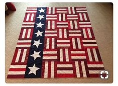 an american flag rug is on the floor