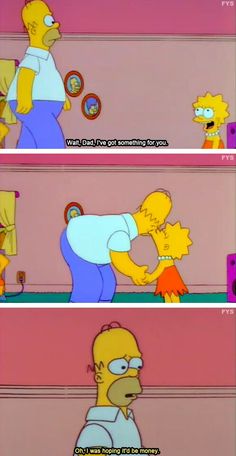 the simpsons is talking to each other about what's in his mouth and how he looks