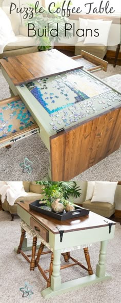 a coffee table that has been turned into an end table