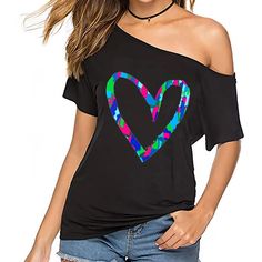 PRICES MAY VARY. 【Fashion Design】This t-shirt boasts a simple style,blending a pure black basic top with a neon,pink cute and funny lip print pattern,showcasing a blend of classic and modern fashion elements.The one shoulder design adds a touch of low-key glamour to its youthful and lively look, also exuding a hint of sexiness,perfect for those who love to express their individual style. This design is both casual and fashionable, making it a versatile costume piece. 【Features】It is a solid colo 90s Style Stretch T-shirt For Summer, Trendy Party Top With Letter Print, Trendy Letter Print Top For Party, Trendy Tops With Letter Print For Party, 90s Style Black Tops For Summer, Fun Black Party Tops, Trendy Graphic Print Party Top, Black Fun Summer Tops, 90s Style Party Tops For Spring