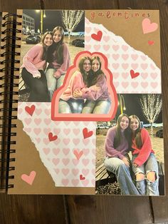 #scrapbook #scrapbooking #scrapbooklayout #scrapbookinglayouts #senioryearscrapbook #galentines #valentines Journaling Memories Ideas, Friend Album Ideas, Scrapbook For A Friend, Picture Scrapbook Ideas Friends, Valentines Scrapbook Page, How To Make A Scrapbook For Best Friend, Journal About Friends