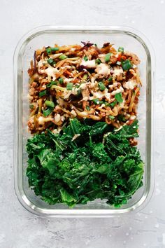 low carb egg roll in a bowl with greens