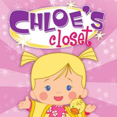 a girl holding a stuffed animal in front of a pink background with stars and the words choo's closet