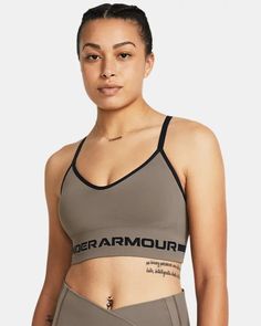 Women's UA Seamless Low Long Sports Bra Under Armour Bra, Long Sports Bra, Low Intensity Workout, Shirts For Leggings, Crop Top And Shorts, Training Shorts, Boys Accessories, How To Run Faster, Under Armour Women