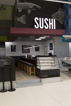 the sushi restaurant is open and ready for customers to order their food from it